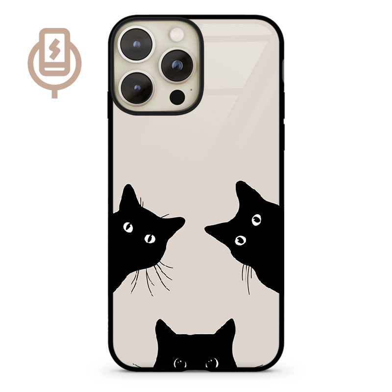 Czarne koty - iPhone 14 Pro Etui szklane flexible indukcyjne