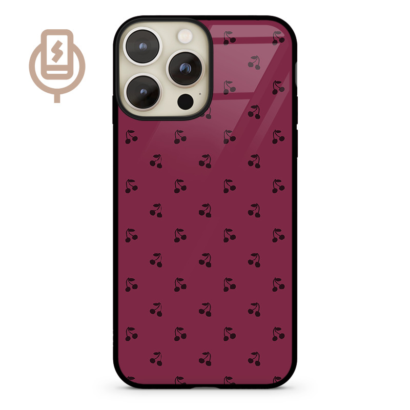 Wisienki tiny plum - iPhone 16 Pro Etui szklane flexible indukcyjne