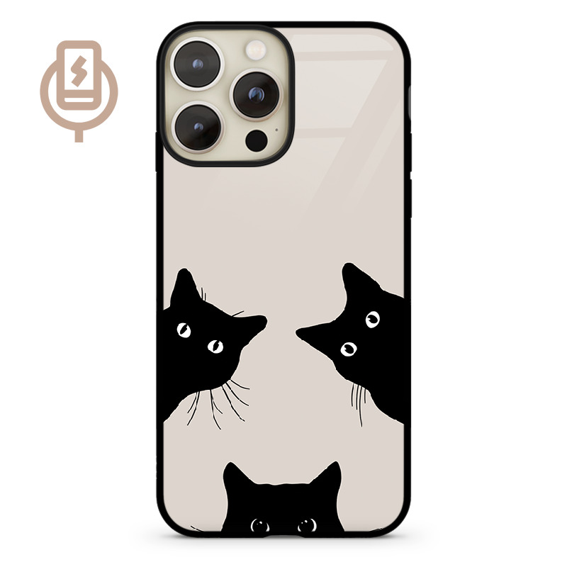 Czarne koty - iPhone 16 Pro Etui szklane flexible indukcyjne