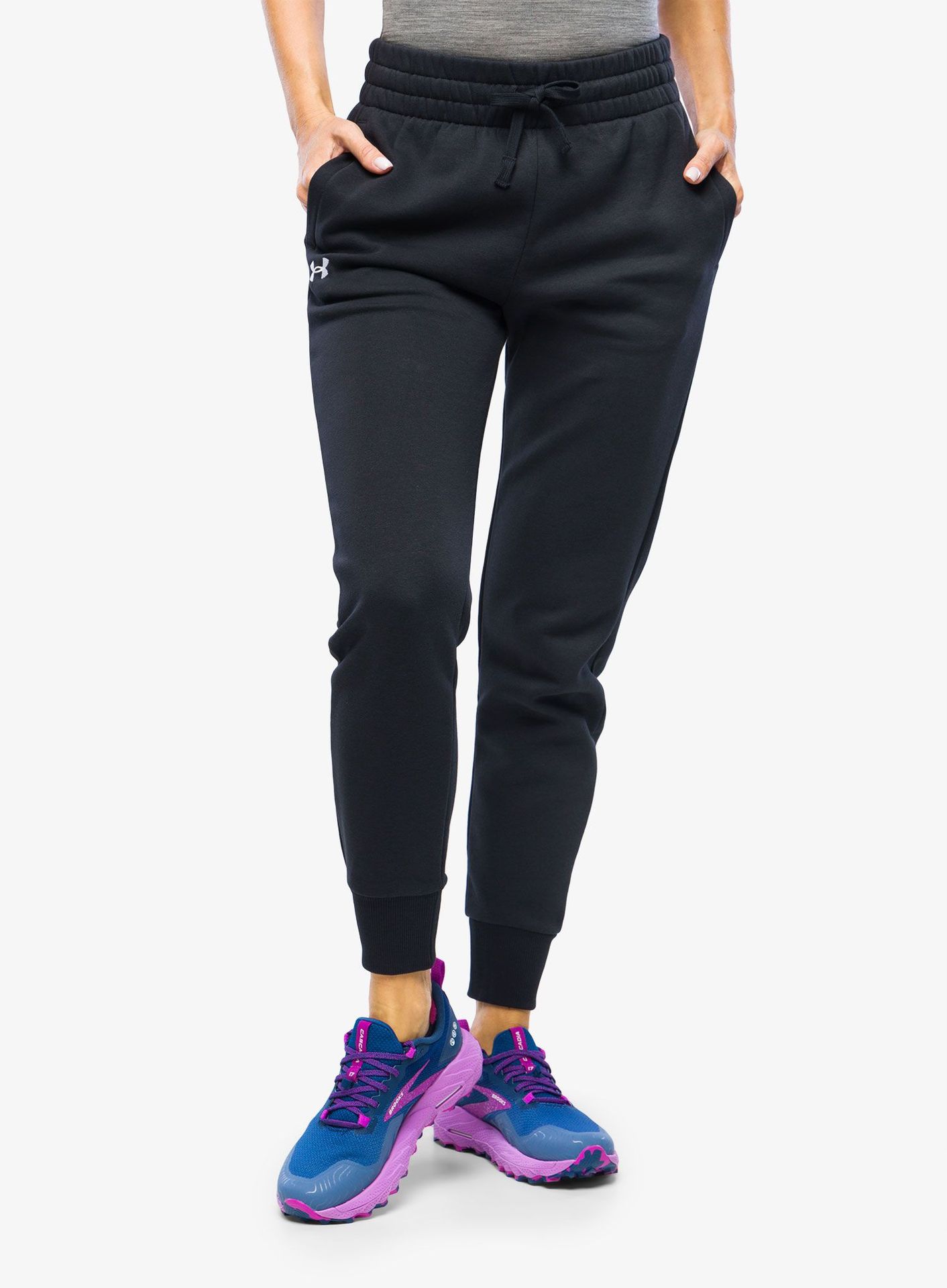 Spodnie damskie Under Armour Rival Fleece Joggers - black/white