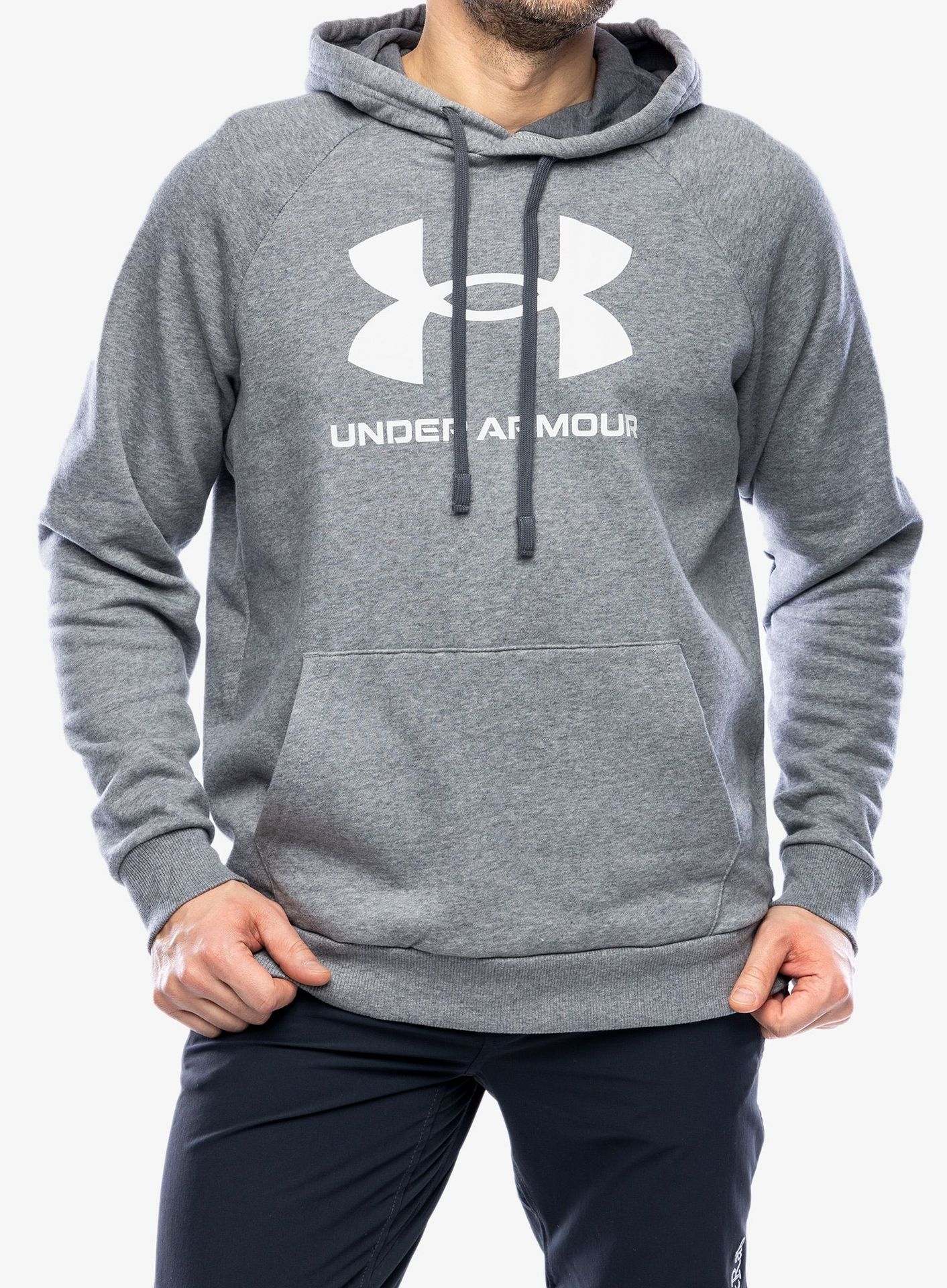 Bluza męska Under Armour Rival Fleece Logo Hoodie - castlerock light heather/white