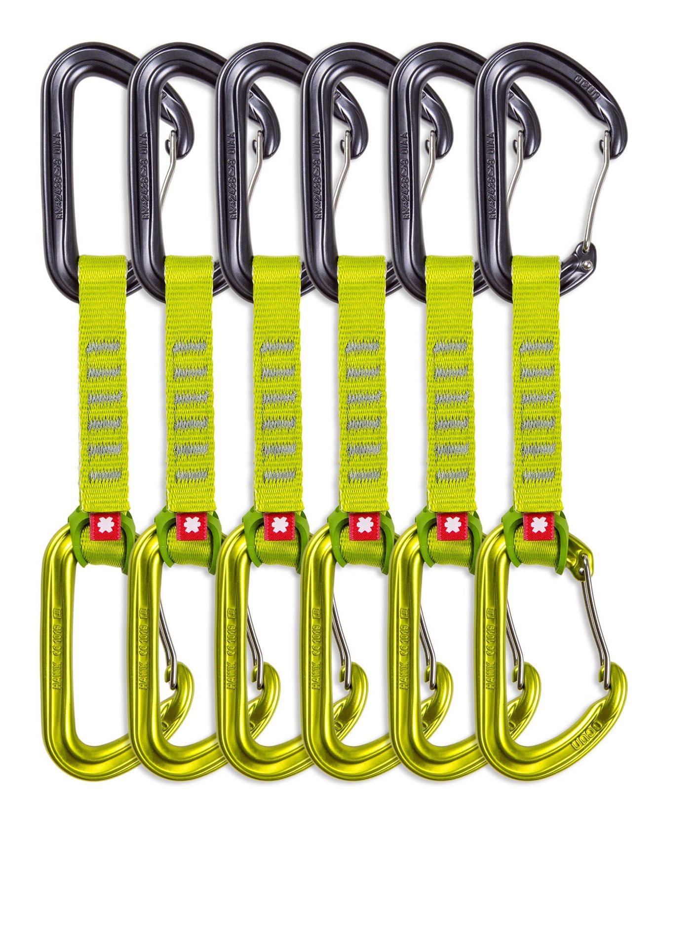 Ekspresy wspinaczkowe Ocun Hawk QD Wire Eco-Pes 16 mm 10 cm 6-pack - green
