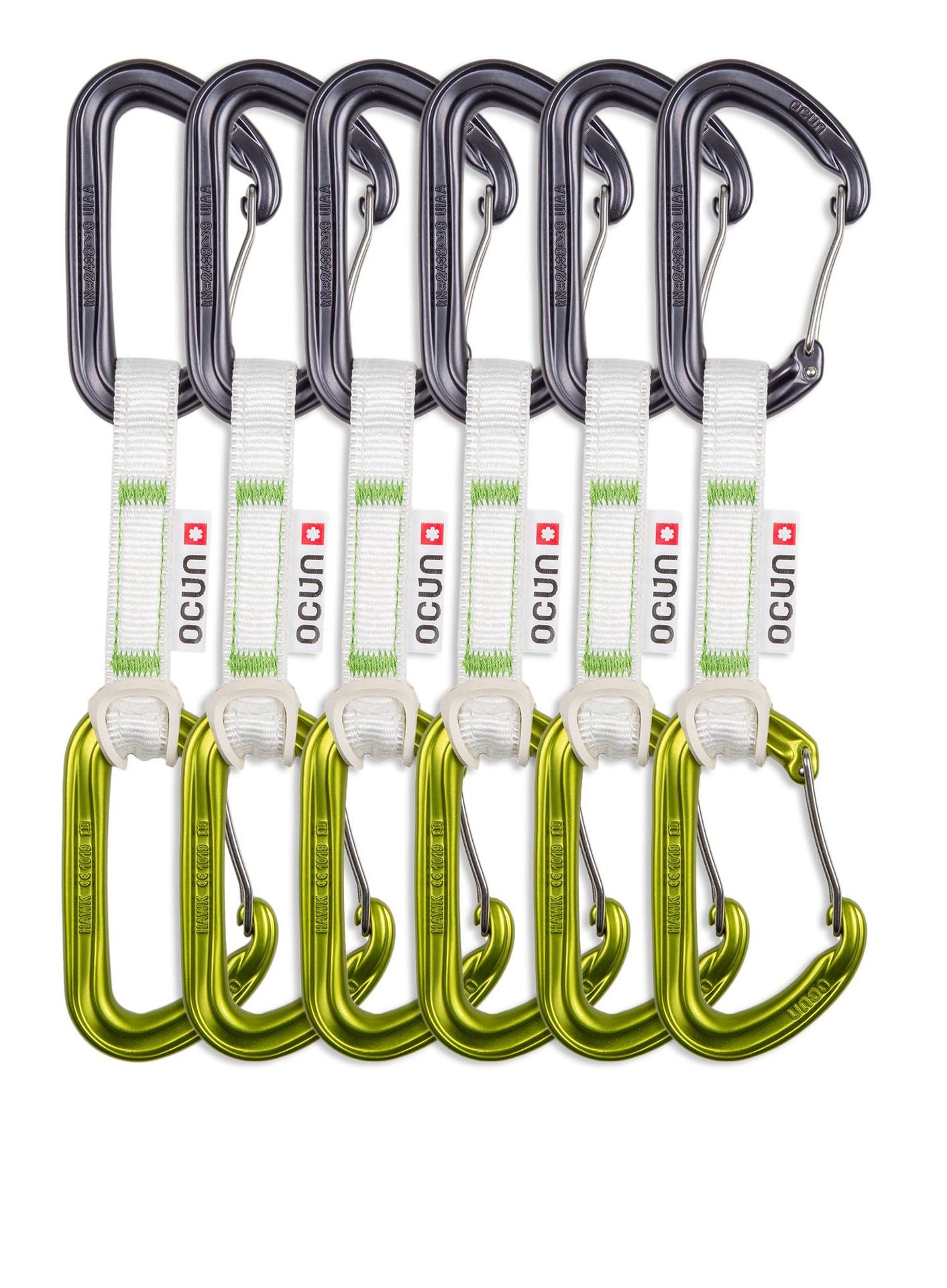 Ekspresy wspinaczkowe Ocun Hawk QD Wire Bio-Dyn-Ring 15 mm 10 cm 6-pack - green