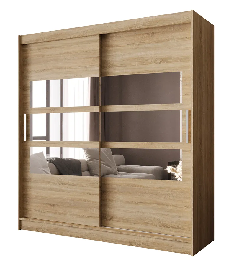 Brązowa nowoczesna szafa przesuwna z lustrem S0-B84