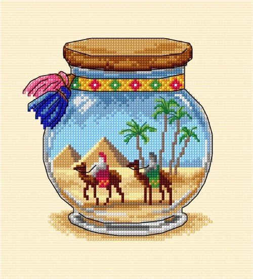 Zestaw do haftu krzyżykowego - Wakacje pod piramidami