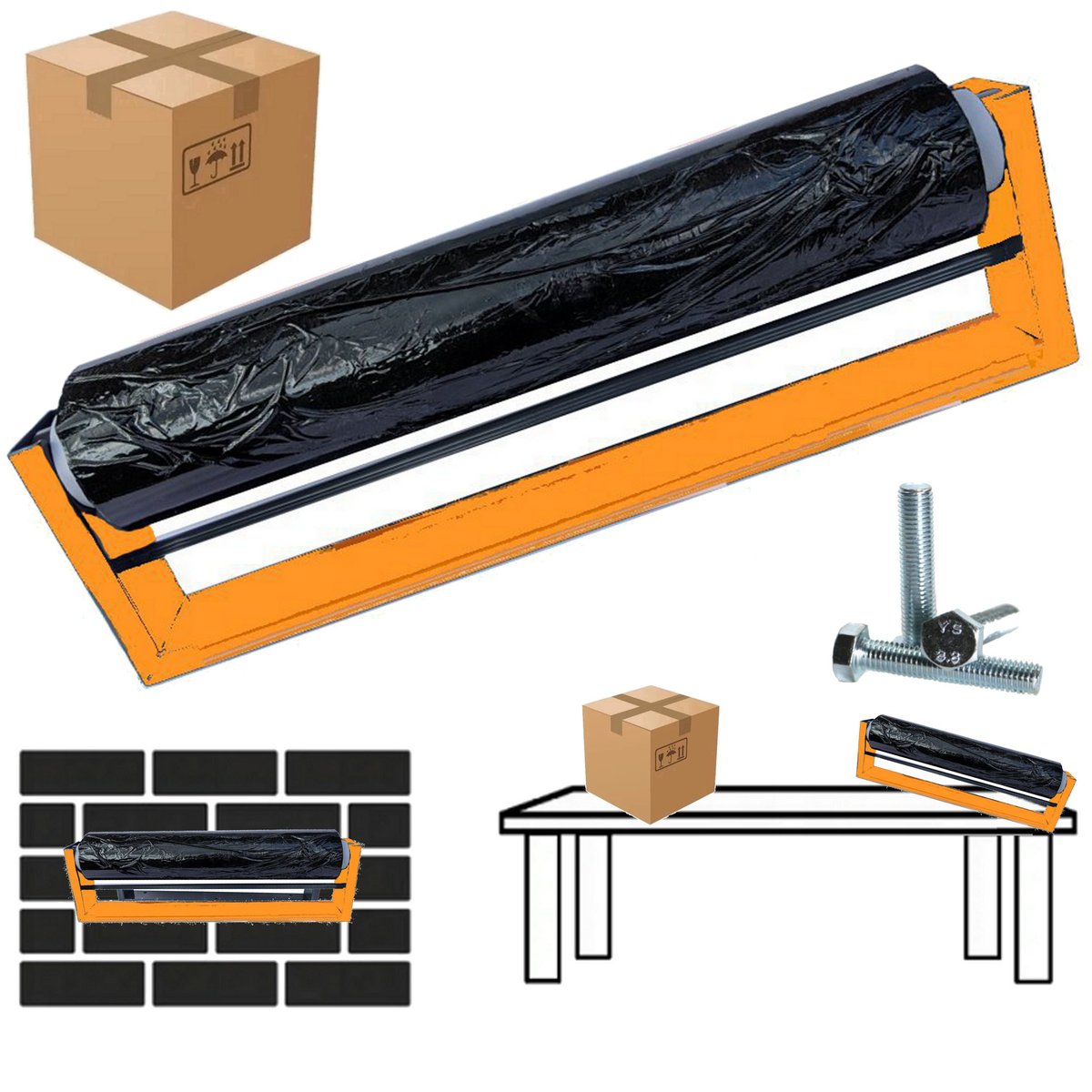 UCHWYT DO FOLII STRETCH ODWIJACZ DYSPENSER SOLIDNY POMARAŃCZOWY