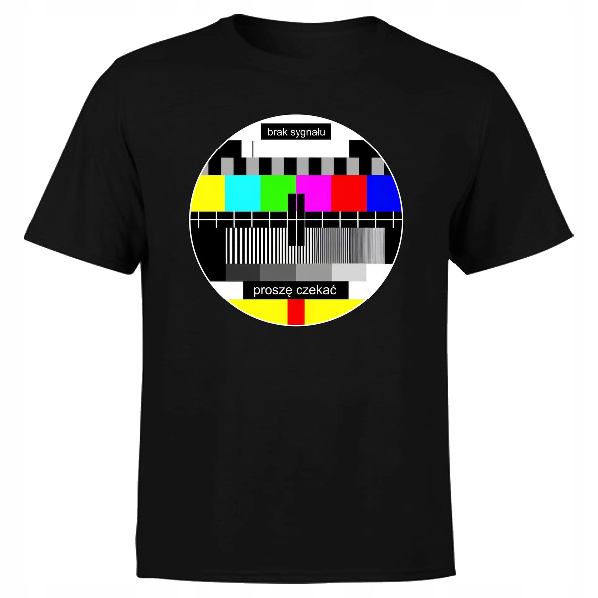 KOSZULKA MĘSKA Z NADRUKIEM NAPIS BRAK SYGNAŁU PROSZĘ CZEKAĆ TELEWIZOR 4XL