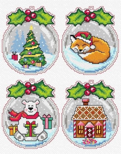 Zestaw do haftu krzyżykowego kanwa plastikowa mulina DMC - Bombki