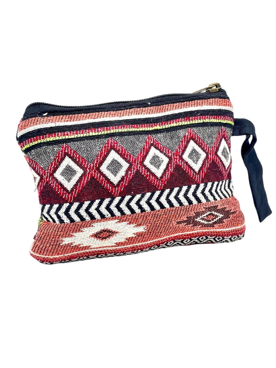 Kosmetyczka / Saszetka z żakardu – praktyczna torebka na kosmetyki, drobiazgi i dokumenty