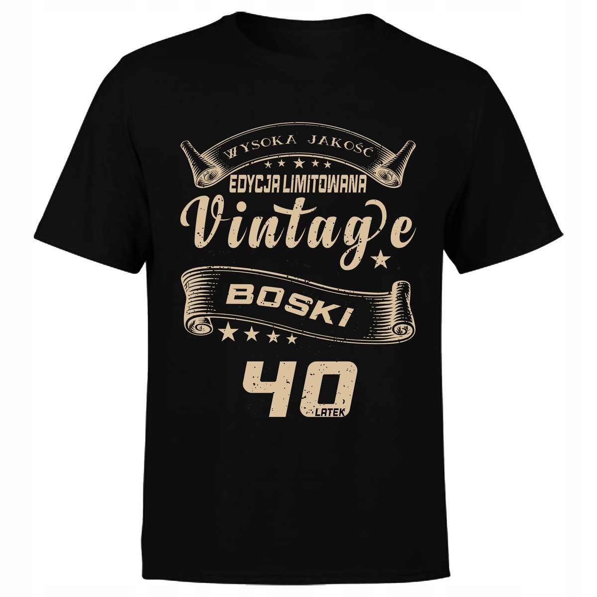 KOSZULKA MĘSKA Z NADRUKIEM VINTAGE BOSKI 40-latek na 40 URODZINY L