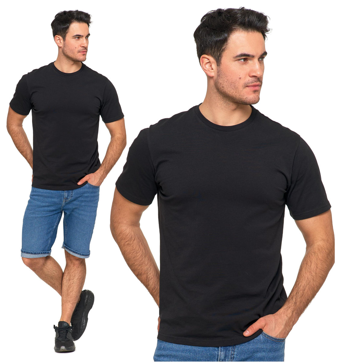 T-Shirt Koszulka Klasyczna Męska 100% Bawełna Krótki Rękaw Czarna MORAJ XL