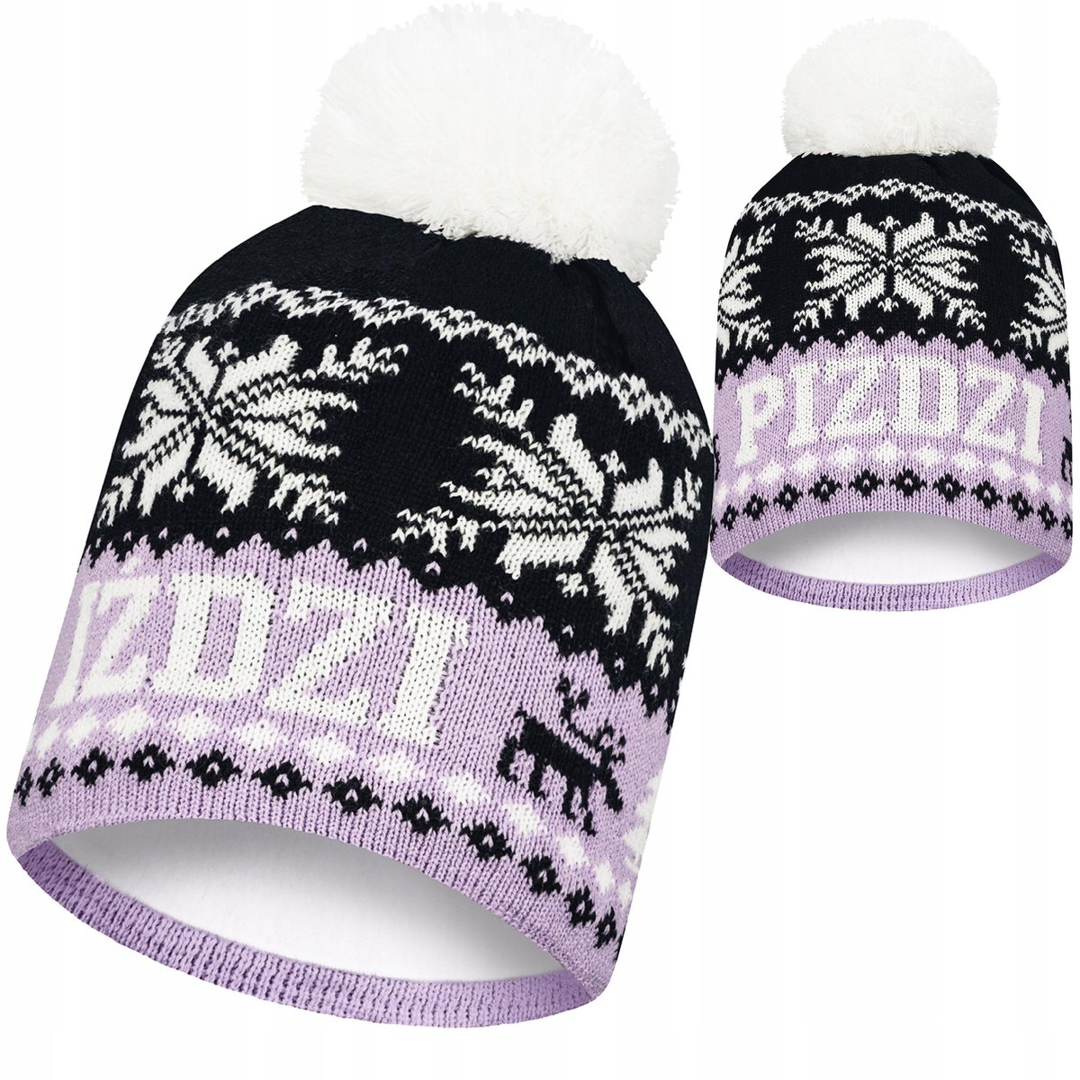 Czapka zimowa PIŹDZI z pomponem meska damska ciepła P22 polar termoaktywny
