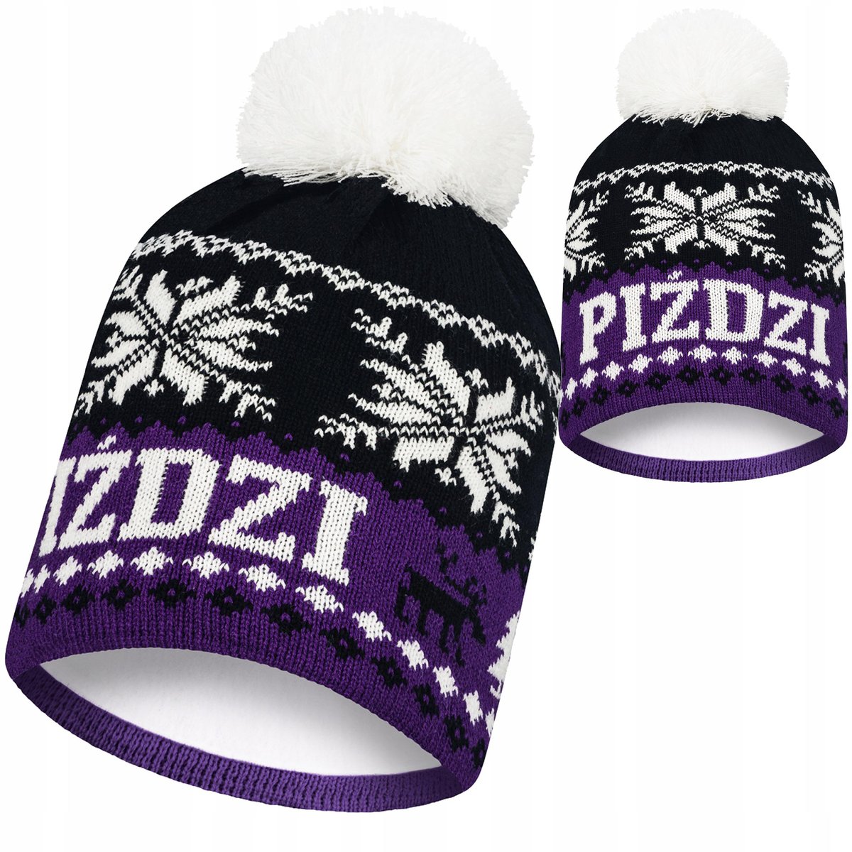 Czapka zimowa PIŹDZI z pomponem meska damska ciepła P21polar termoaktywny