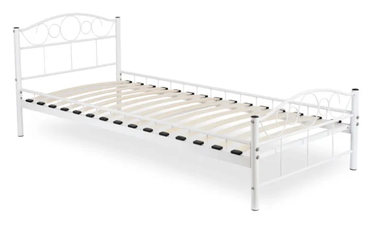 Białe metalowe łóżko pojedyncze 90x200 B4-K83