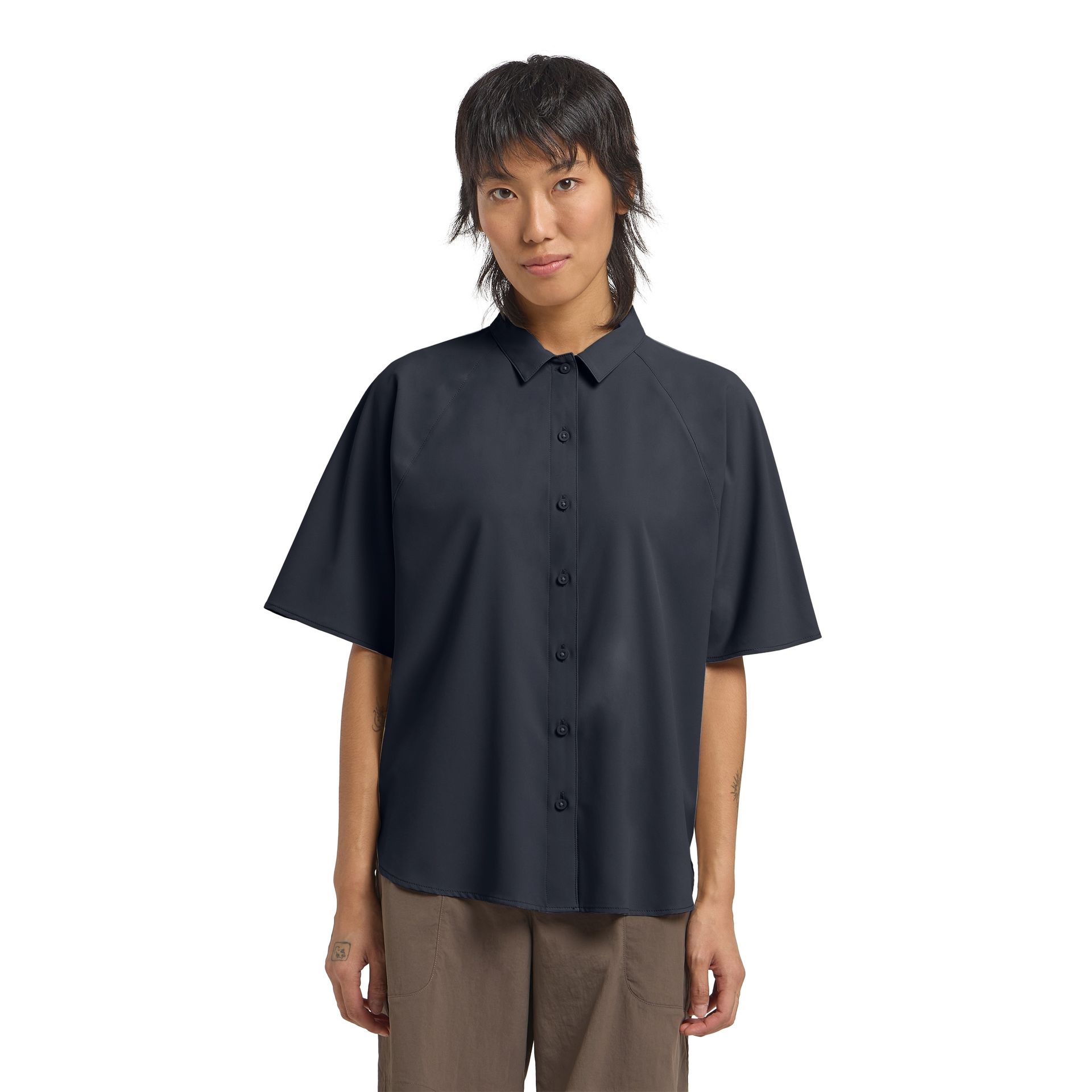 Damska koszula z krótkim rękawem Jack Wolfskin SIERRA QUEST SS SHIRT W dark navy - XS