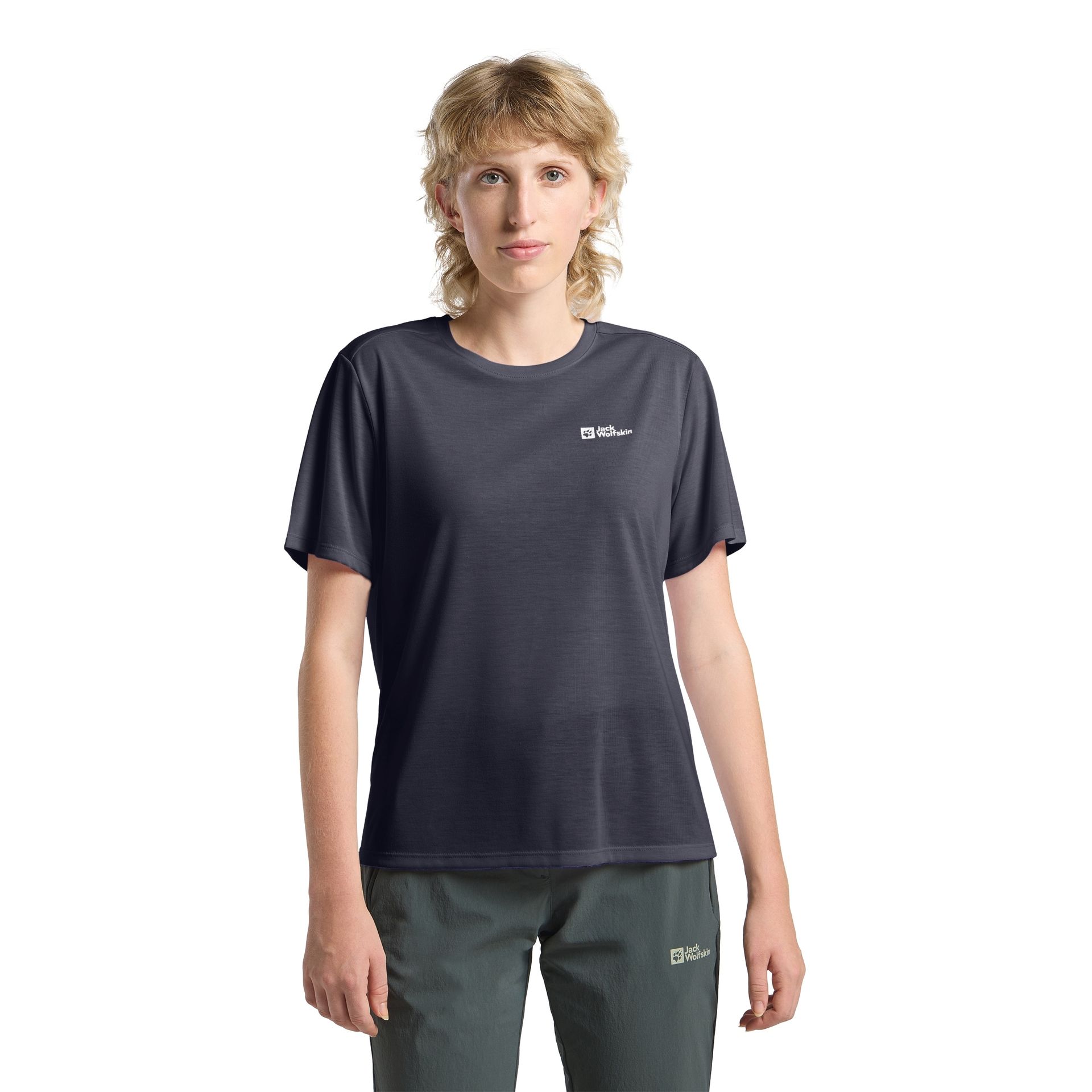 Damski T-shirt funkcjonalny Jack Wolfskin VONNAN S/S T W Graphite - XS
