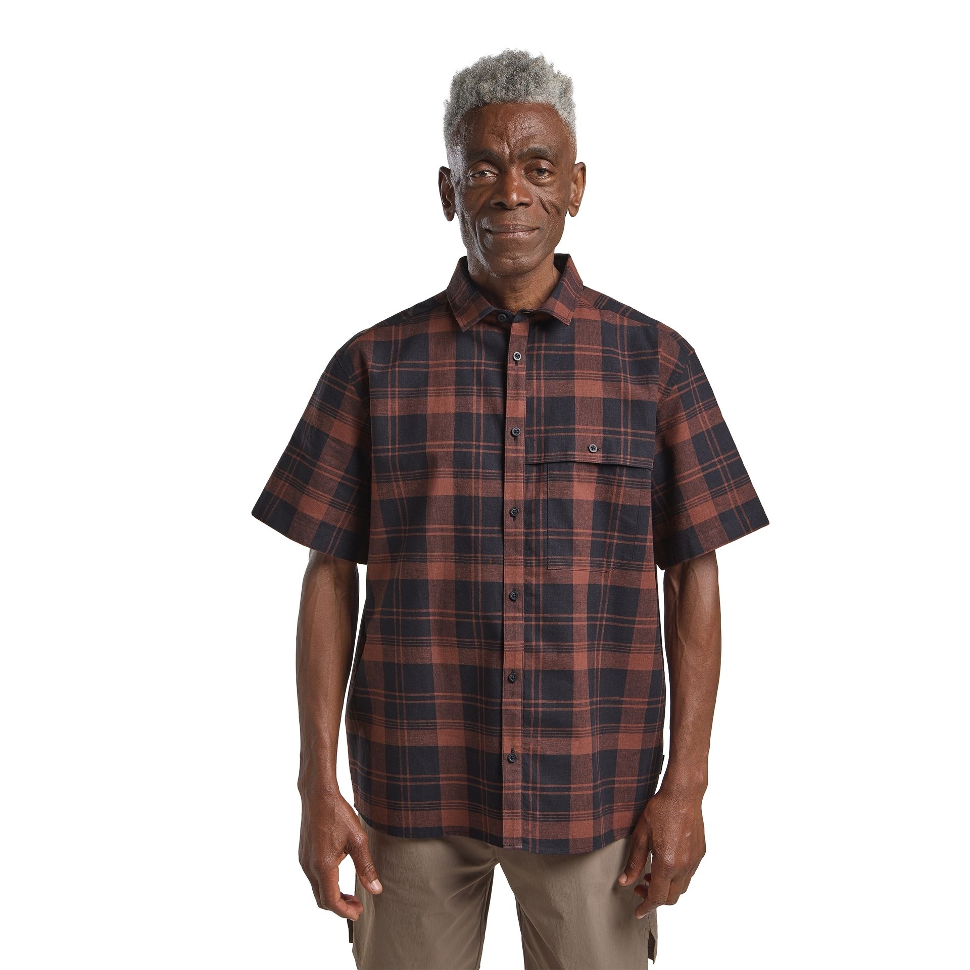 Męska koszula konopna Jack Wolfskin GREAT PLAINS SHIRT M CHECK dark navy - S