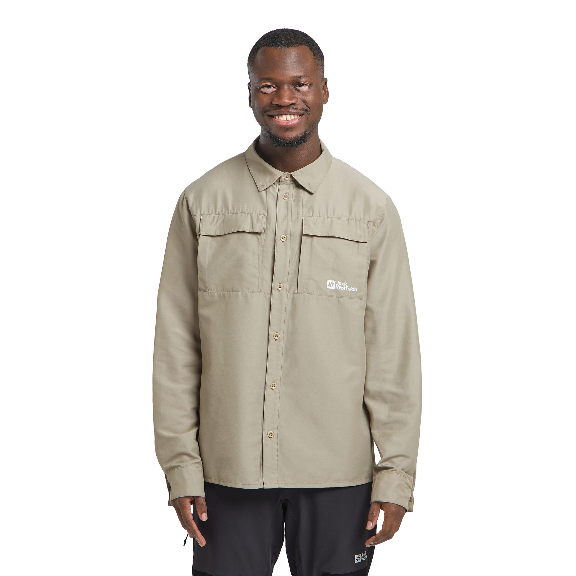 Męska koszula trekkingowa Jack Wolfskin BARRIER LS SHIRT M stone - S