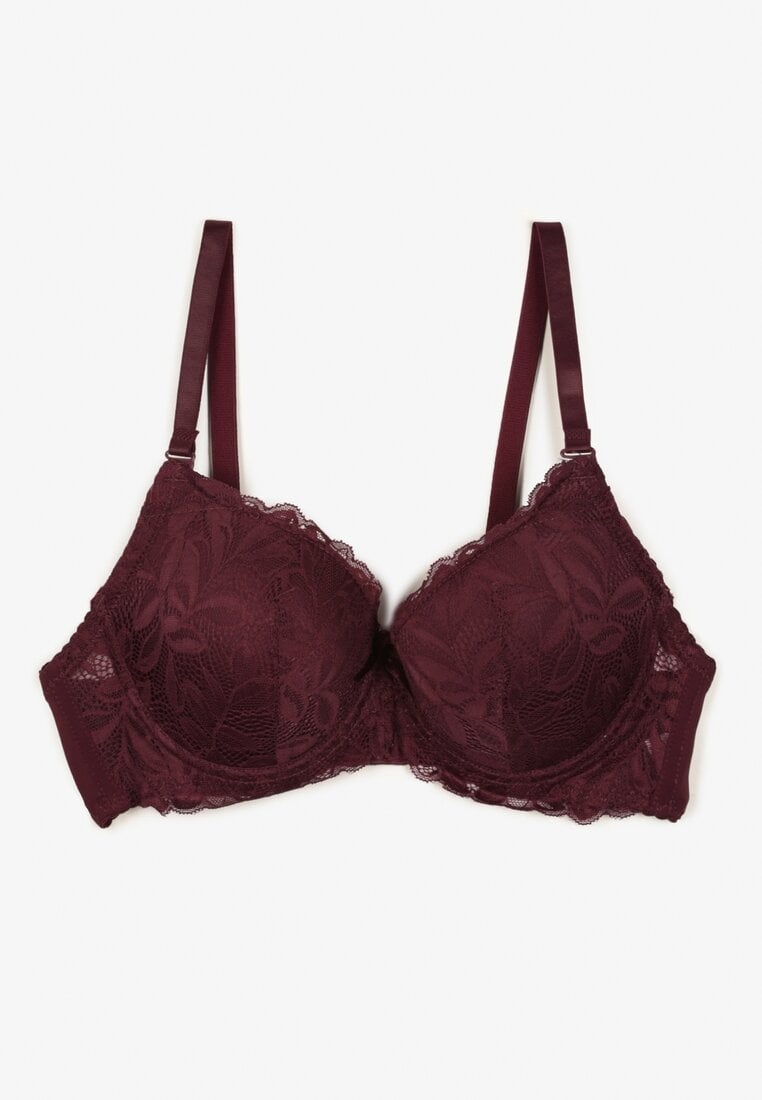 Ciemnofioletowy Biustonosz o Fasonie Full Cup z Koronką Finedis