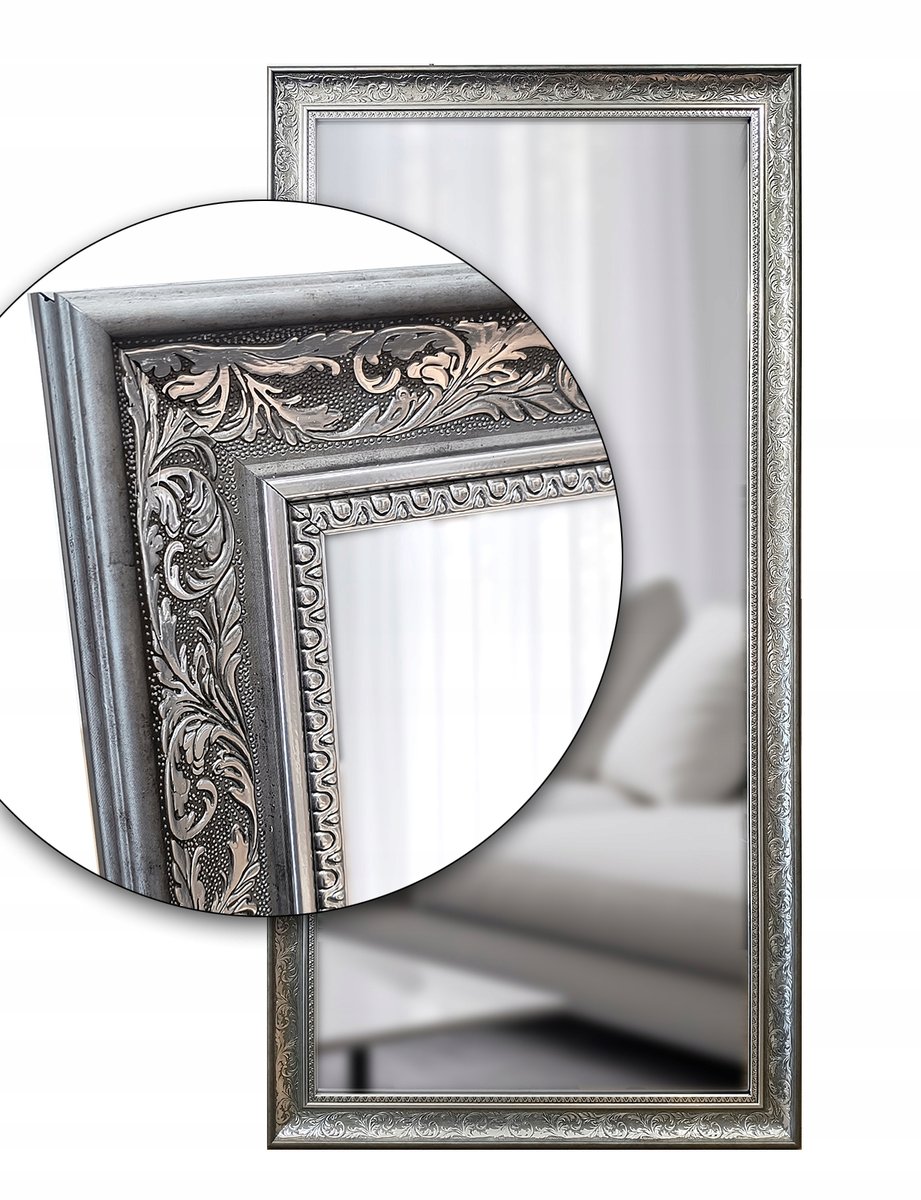 Lustro łazienkowe 140x60 w szarej srebrnej ramie odpornej na wilgoć u44