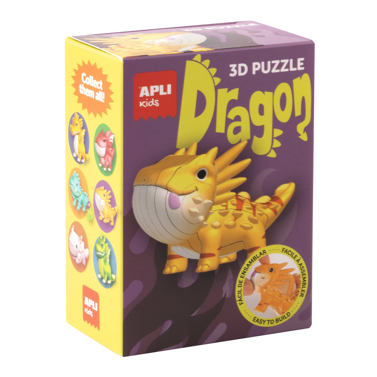Samoprzylepne puzzle 3D figurka z kartonu Apli Kids Smoki Pomarańczowy 6+