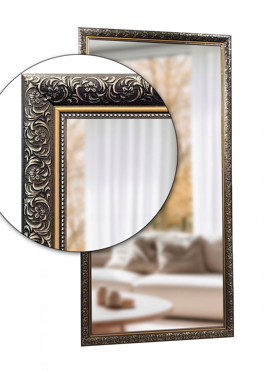 Lustro ścienne 60x60 w złotej czekoladowej ramie odpornej na wilgoć u52