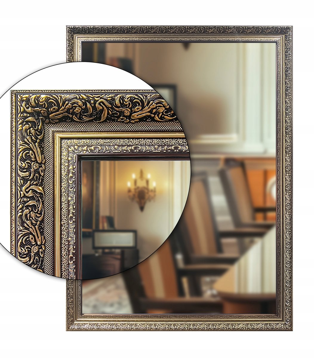 Lustro łazienkowe 140x50 w złotej czekoladowej ramie odpornej na wilgoć u28