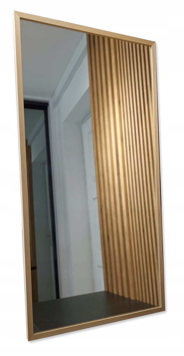 Lustro BOHO wąska 2cm surowa drewniana rama 90x60