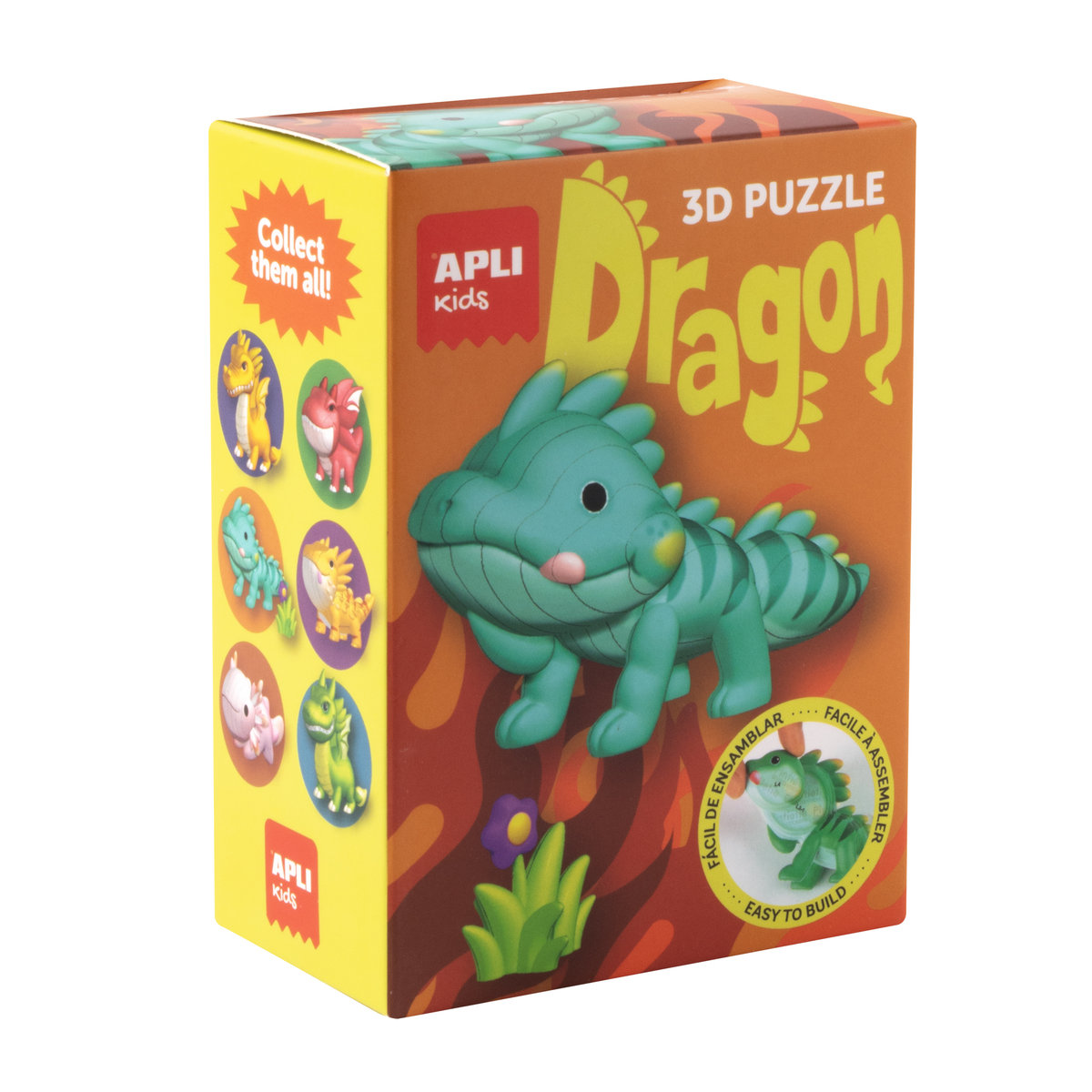 Samoprzylepne puzzle 3D figurka z kartonu Apli Kids Smoki Turkusowy 6 lat+