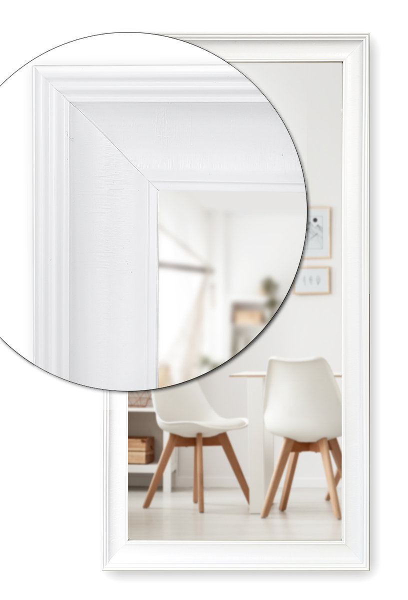 Lustro wiszące 150x50 w stylowej białej ramie odpornej na wilgoć u38