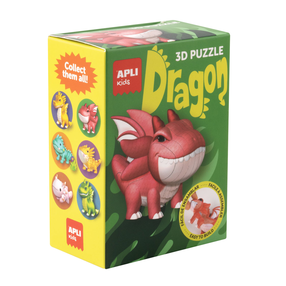 Samoprzylepne puzzle 3D figurka z kartonu Apli Kids Smoki - Czerwony 6 lat+