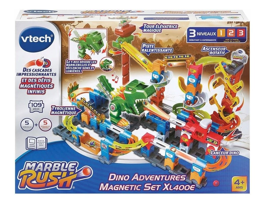 Tor kulkowy VTech Marble Rush Dino Adventure Magnetic Set XL400E 119 el.