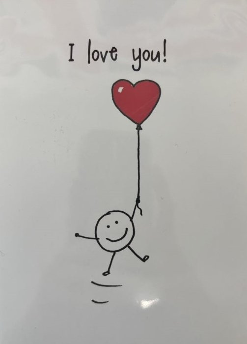 Kartka walentynkowa I love you! ludzik z balonem serce- Lucilla Lavender