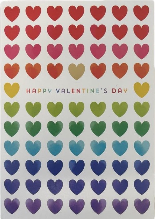 Kartka walentynkowa Happy Valentine`s Day kolorowe serca- Cardfactory