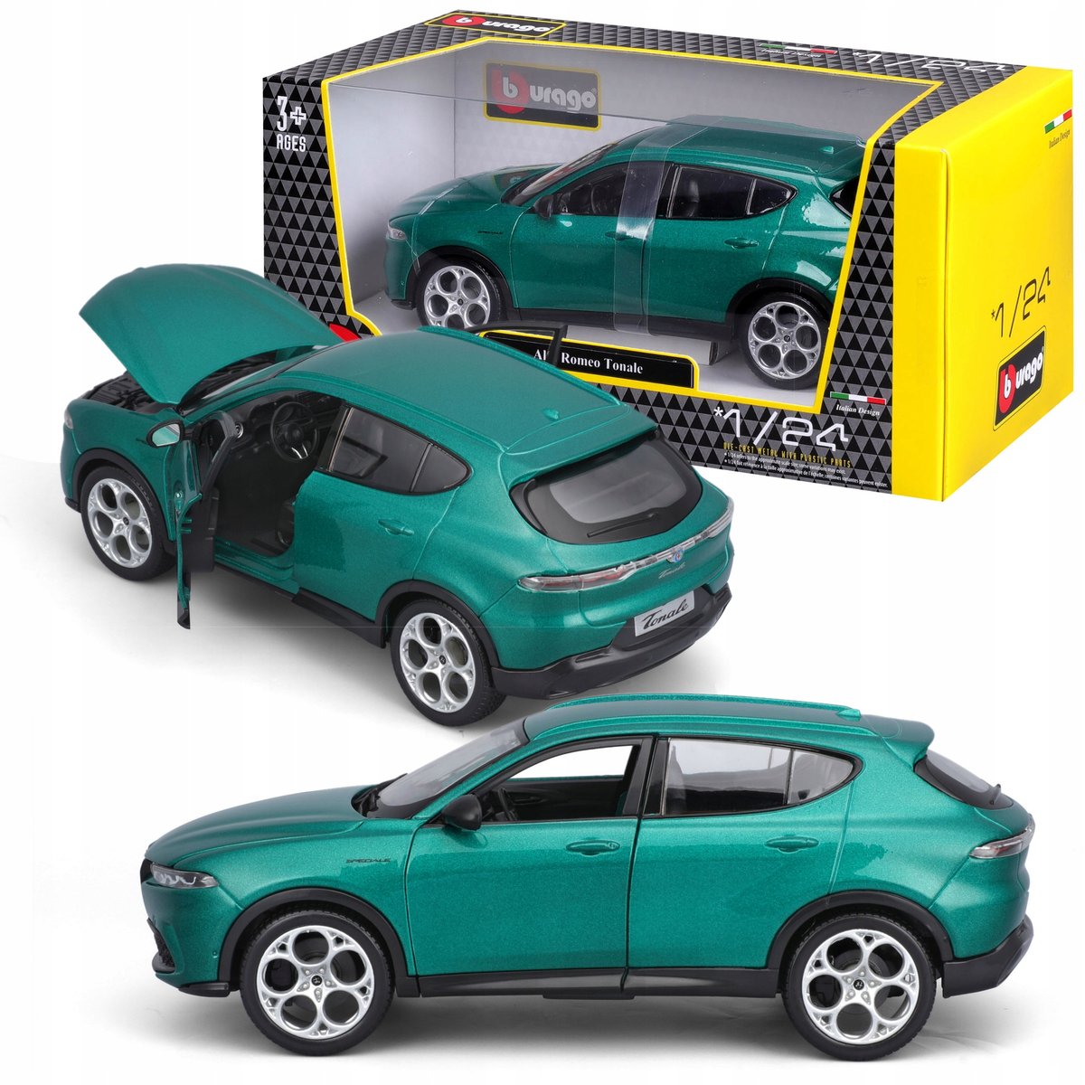 Alfa Romeo Tonale 1:24 Bburago 18-21109 ZIELONY SUV WŁOSKI SAMOCHÓD