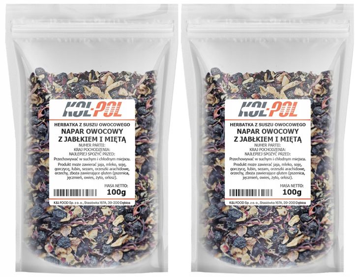 Herbata Owocowa Napar Jabłko Mięta 200g Naturalna suszona herbatka Kol-Pol