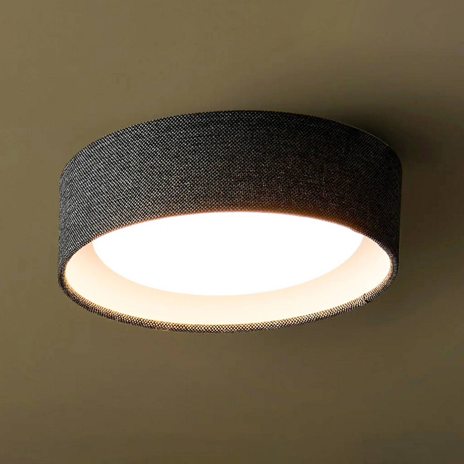 Beacon Lighting Lampa sufitowa Beacon Uno, ciemnoszara, tekstylna, Ø 25 cm, GX53