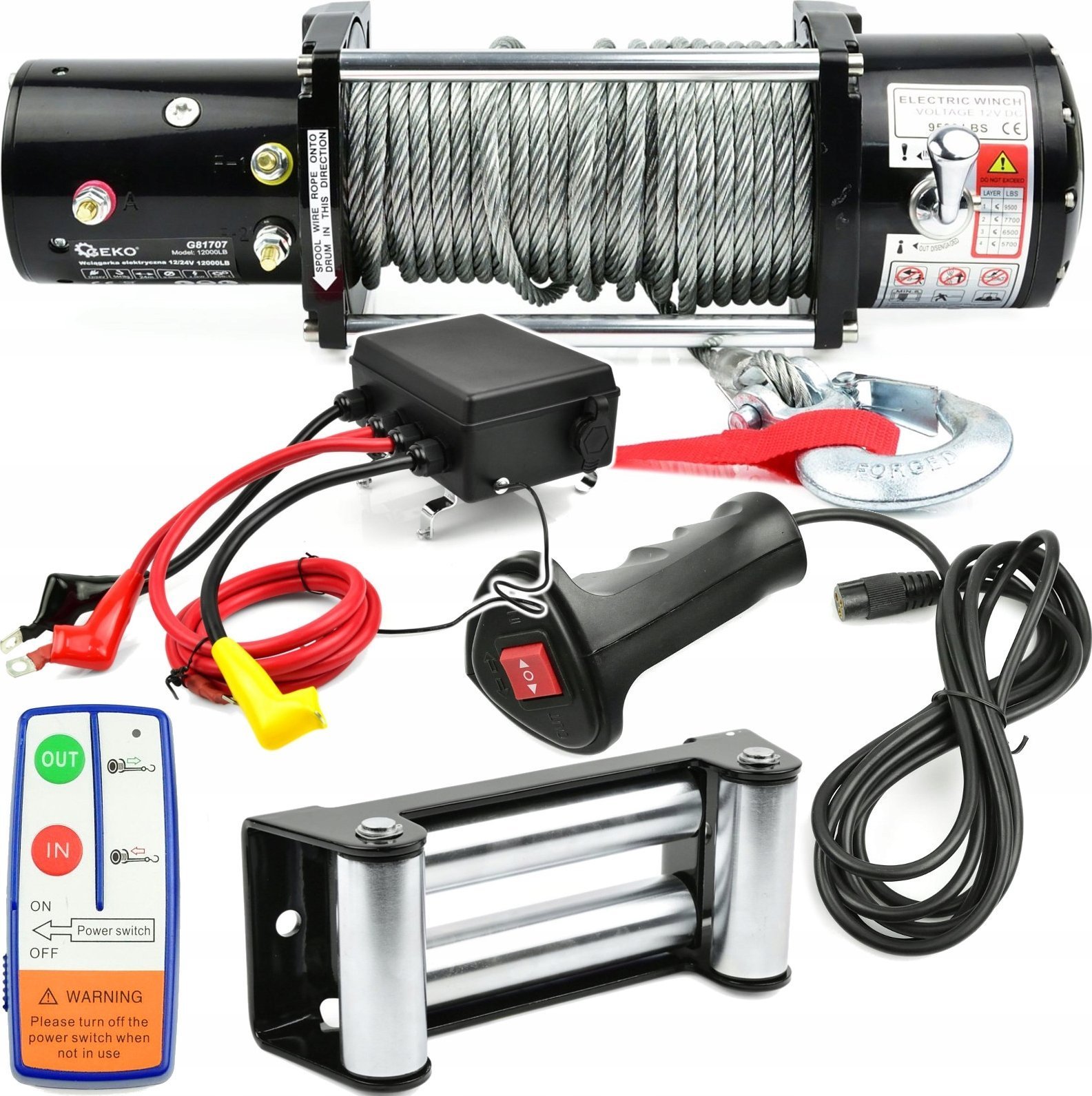 Geko Wyciągarka elektryczna 12V 12000LB 1
