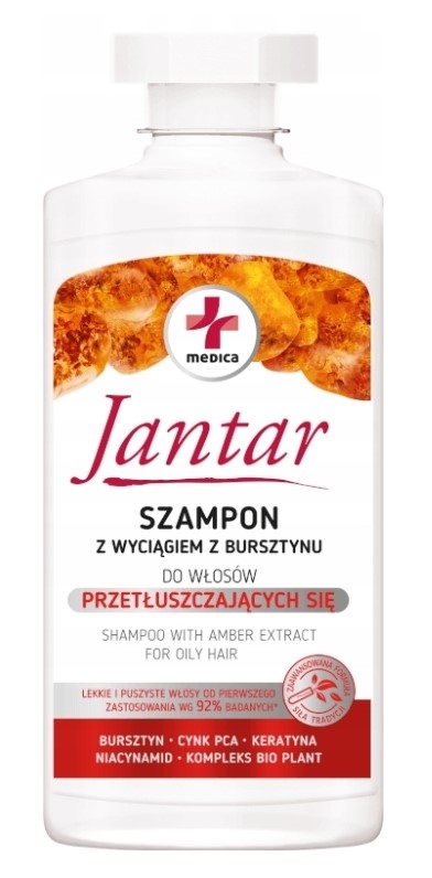 Jantar Medica Szampon z wyciągiem z bursztynu do włosów przetłuszczających się, 330 ml