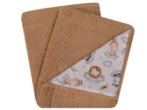 UVIE Kocyk Teddy Safari na chmurach 87x77 cm brązowy