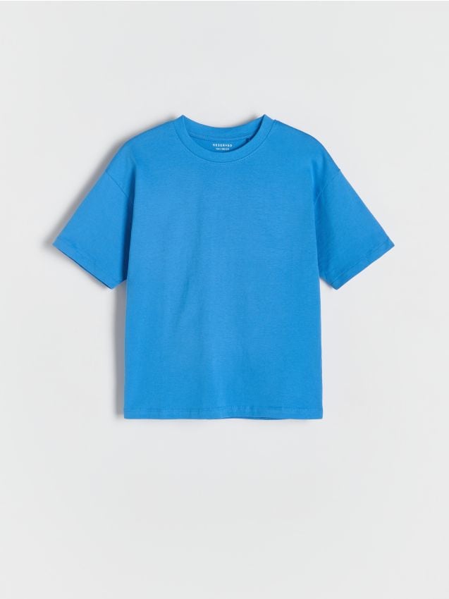 Reserved - Bawełniany t-shirt z nadrukiem - niebieski