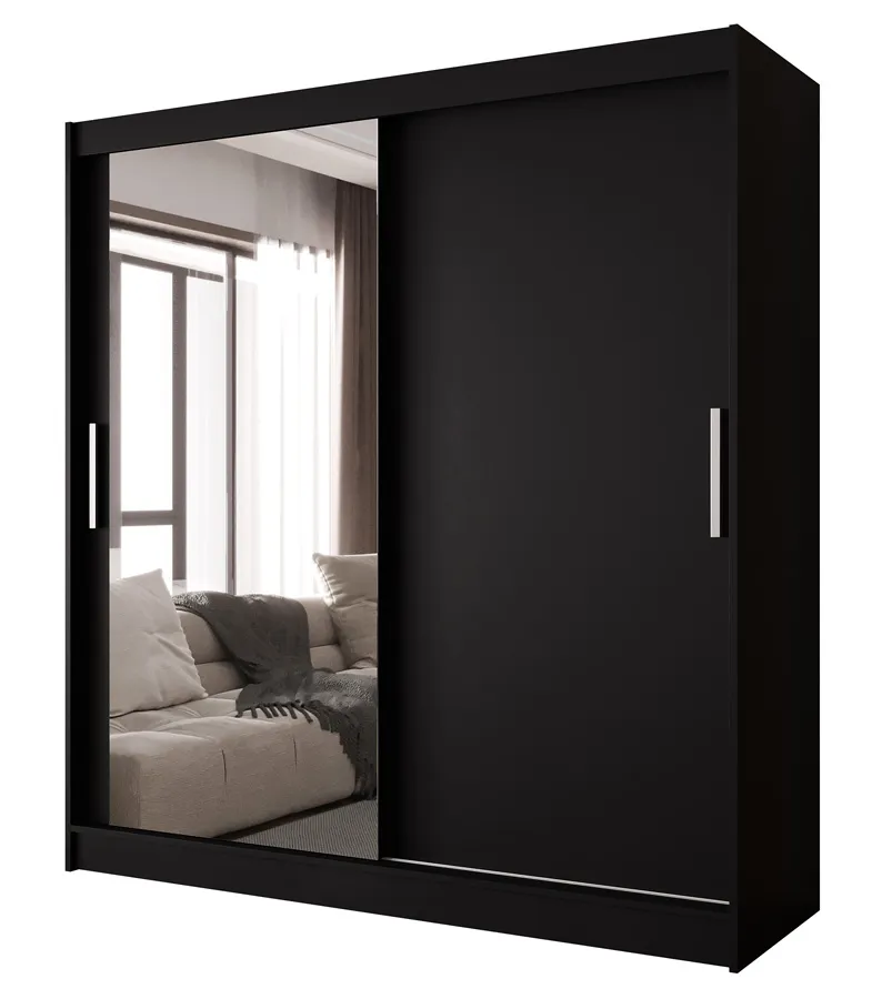 Czarna szafa przesuwna z lustrem L0-S99
