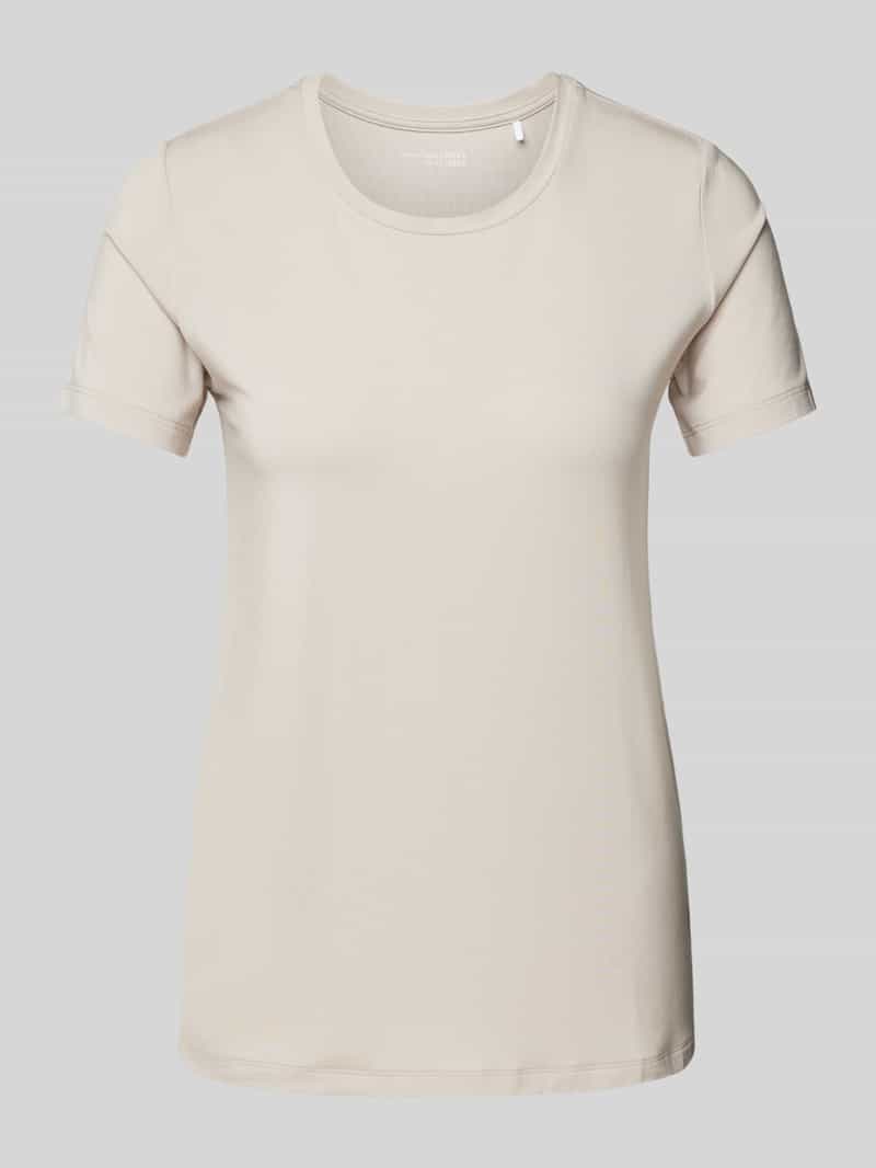 T-shirt z prążkowanym okrągłym dekoltem