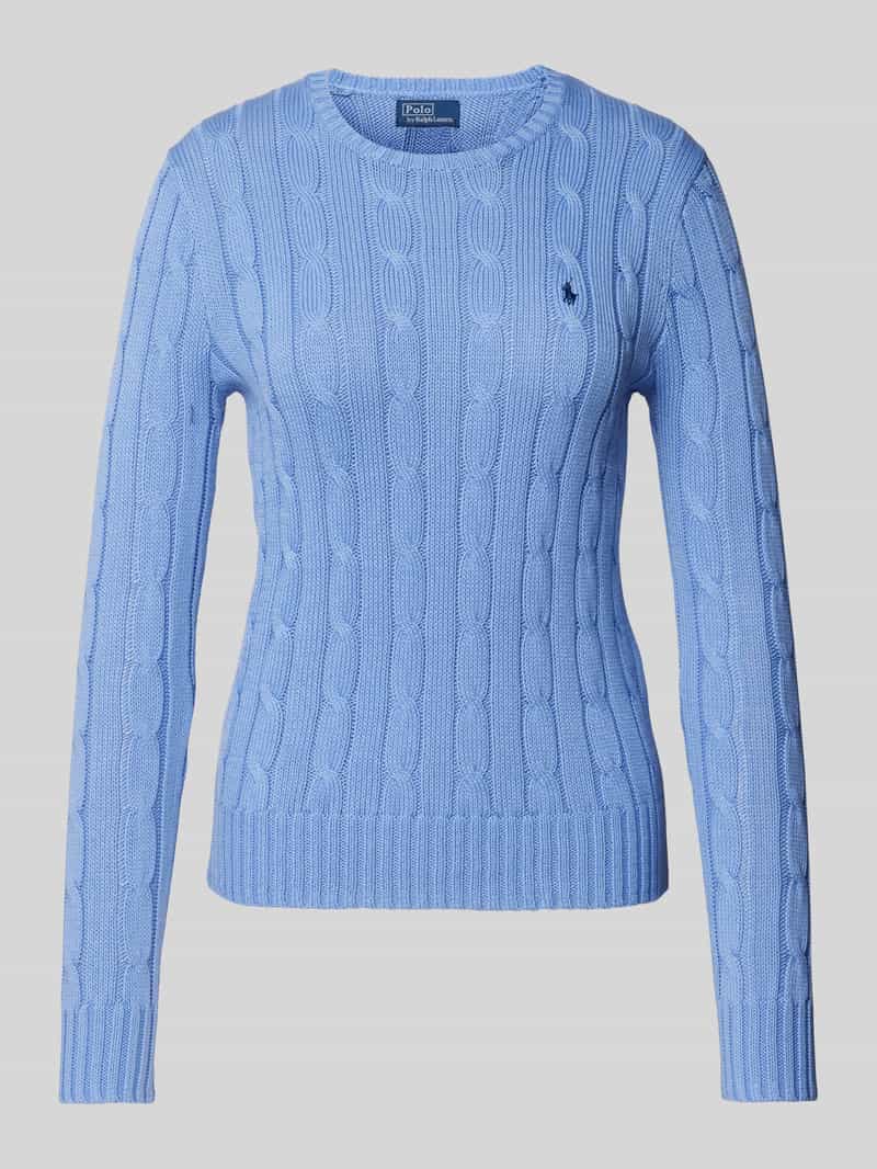 Sweter z dzianiny z wyhaftowanym logo model ‘JULIANNA’