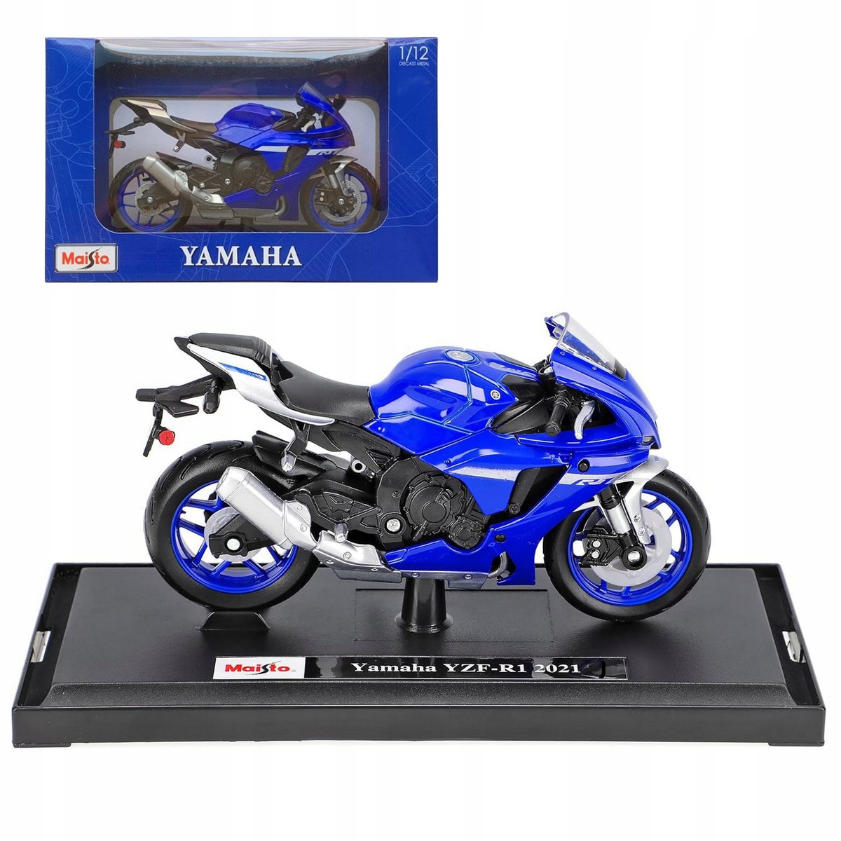 Yamaha YZF-R1 2021 model w skali 1:12 motocykl Maisto