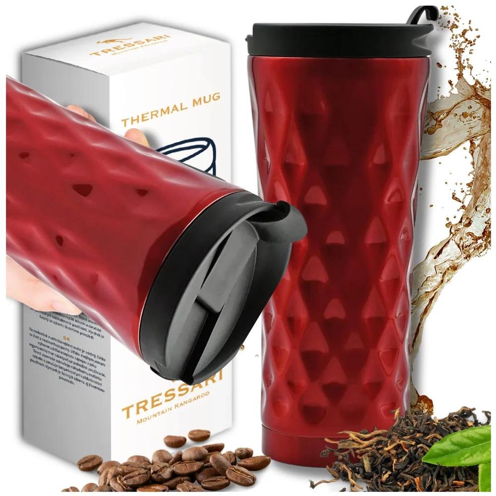 Kubek termiczny TRESSARI termos na kawę szczelny duży 500ML czerwony