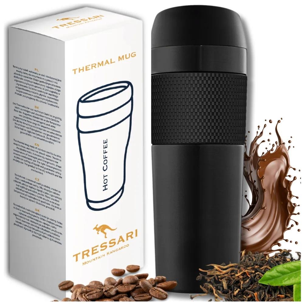 Kubek termiczny TRESSARI termos na kawę szczelny duży 400ML czarny