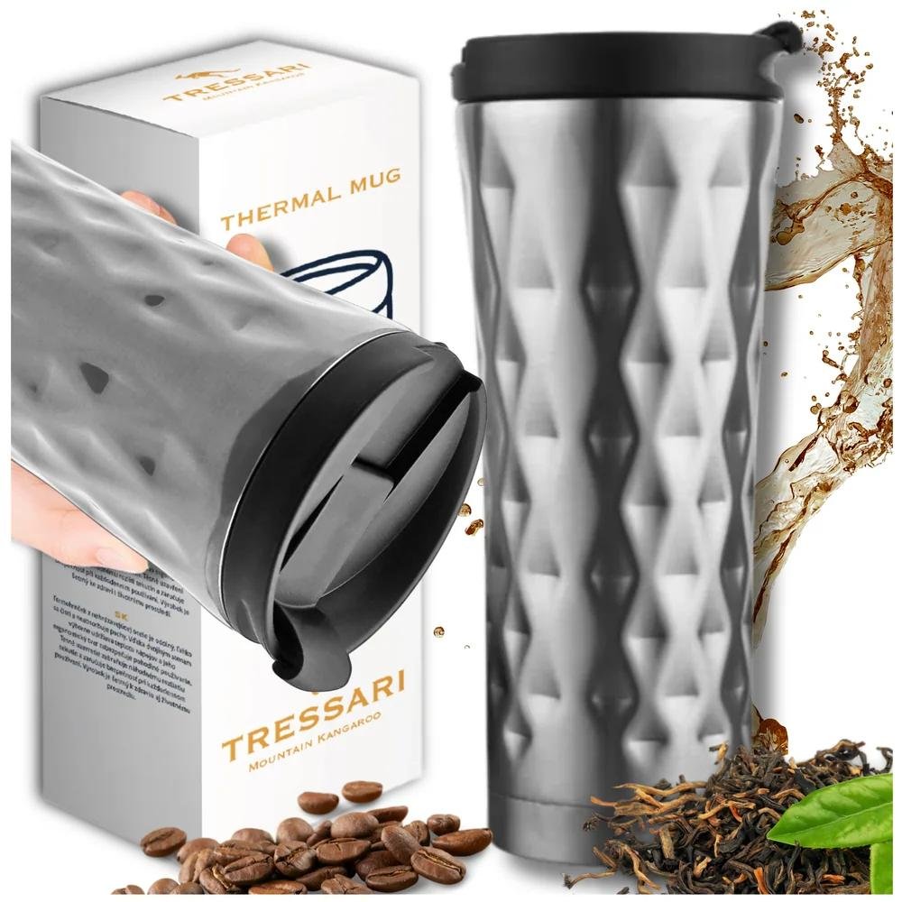 Kubek termiczny TRESSARI termos na kawę szczelny duży 500ML metaliczny