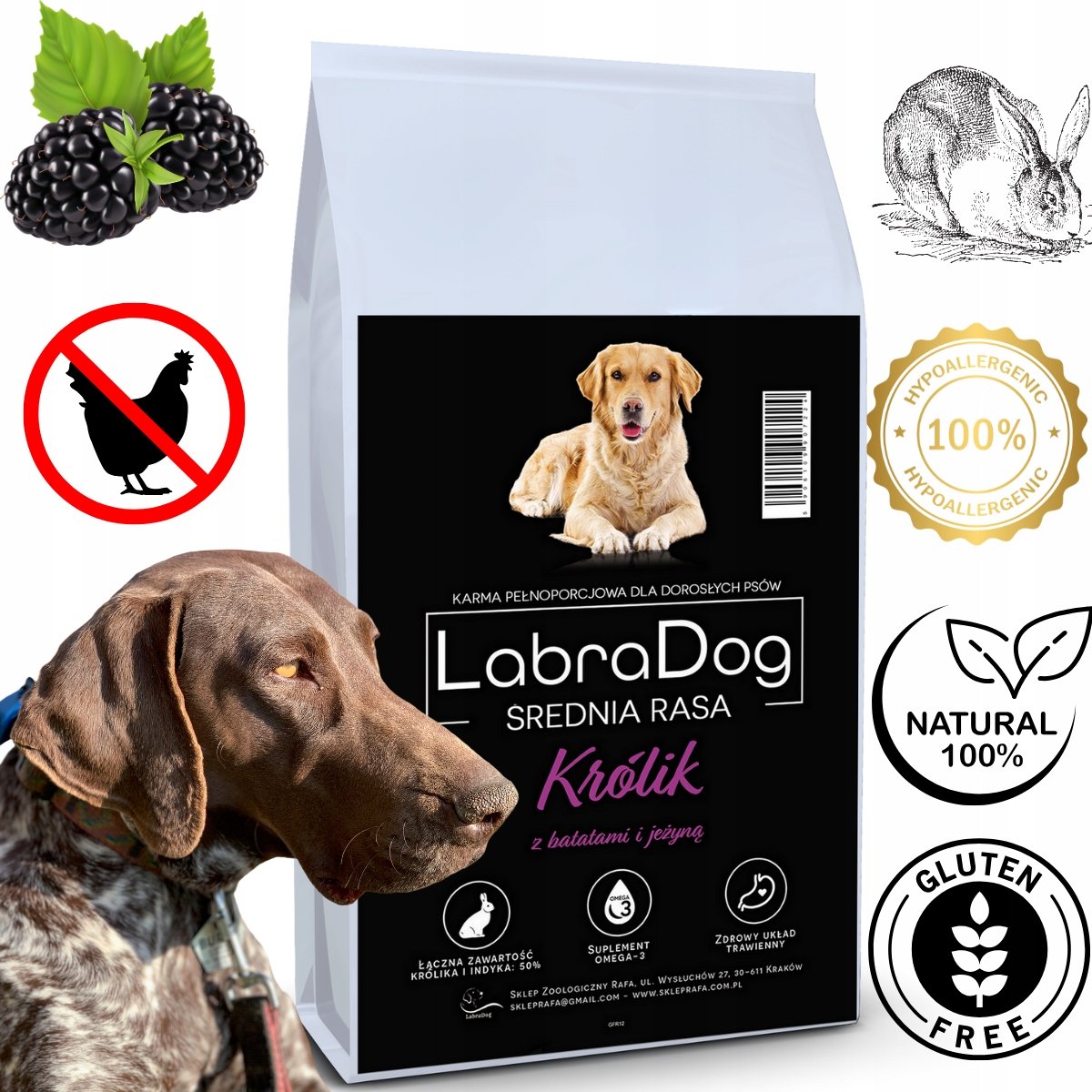 Labradog Superfood Królik Hipoalergiczny Z Batatami I Jeżyną 2Kg