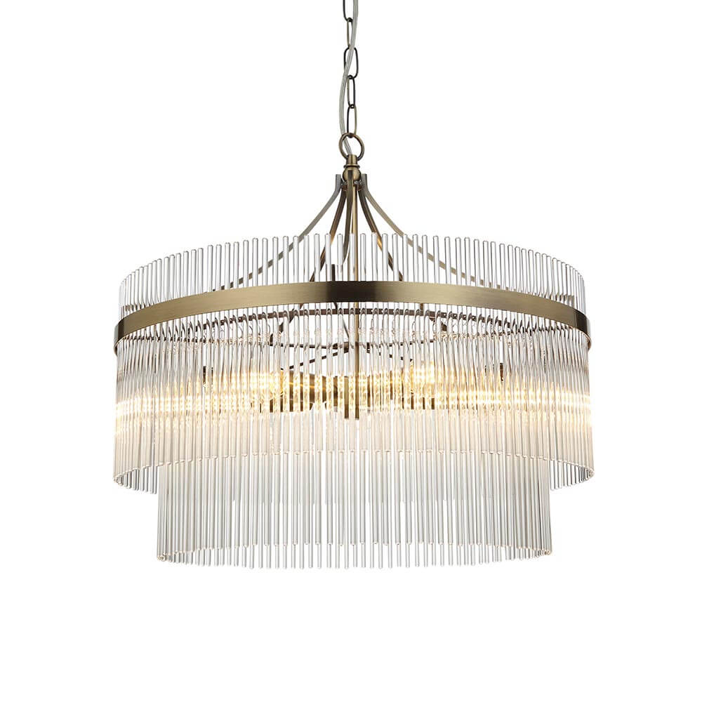 Żyrandol na łańcuchu Marietta 99166 szklany do salonu mosiądz